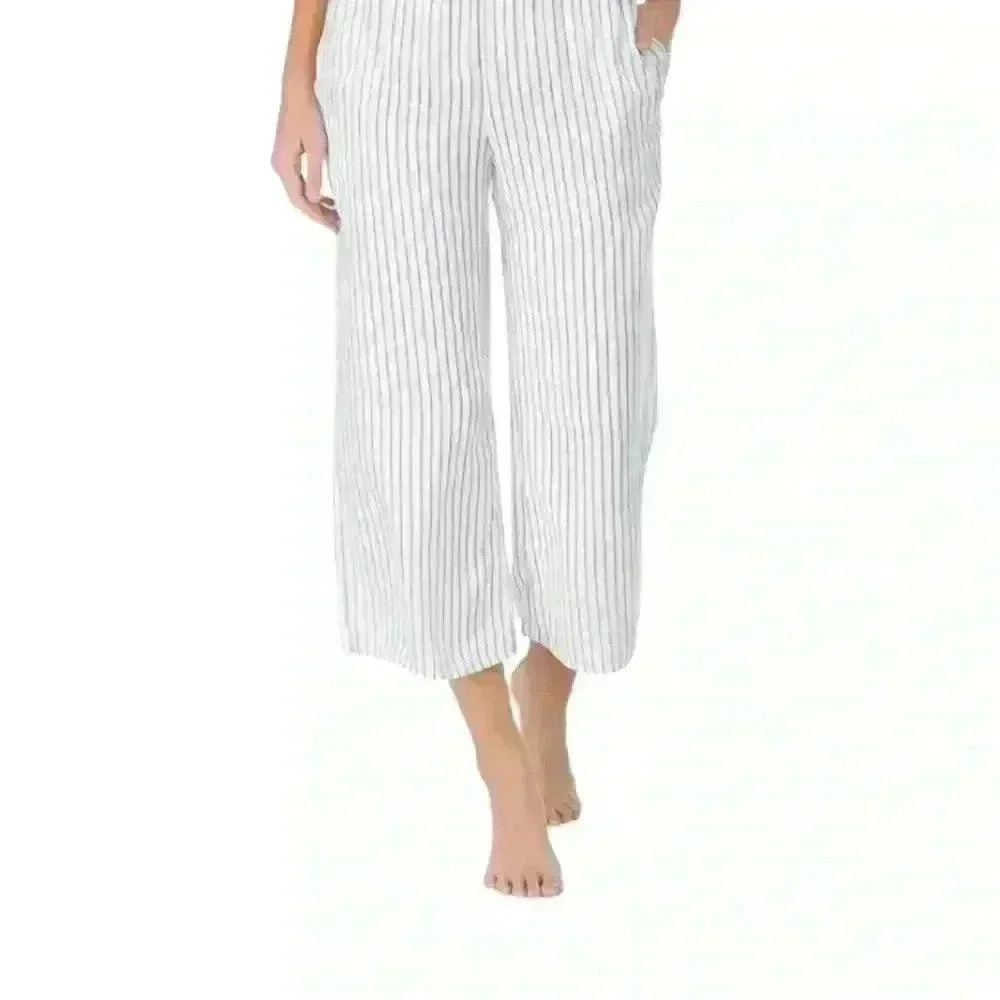 Shady Lady Gray Striped Lightweight Crop Pajama Pants Size XL